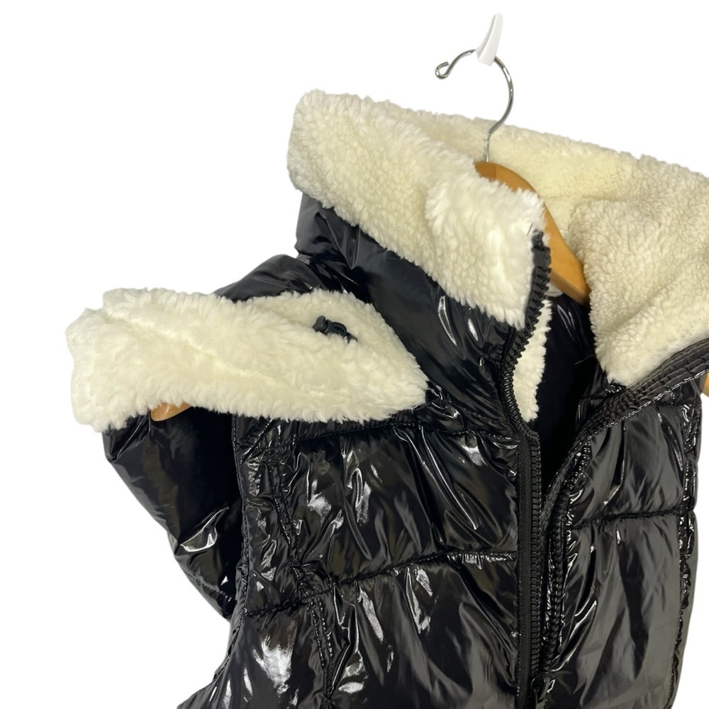 S13 Annie Faux Shearling Trim Puffer Vest Black Size Small - Picture 4 of 10